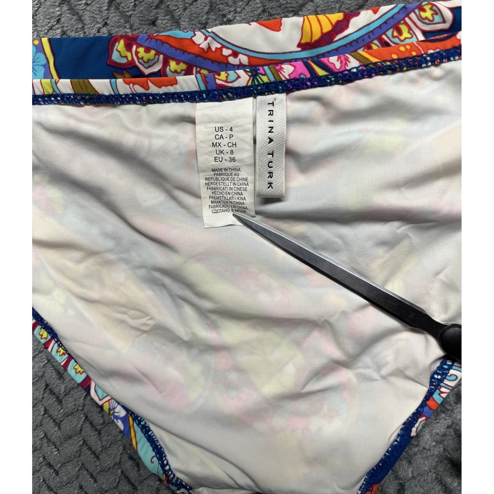 Trina Turk Blue Multicolor Ruffle Off-Shoulder Bikini Set - Picture 8 of 15